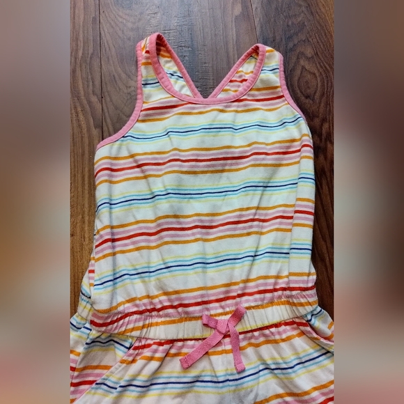 Cat & Jack Girls Rainbow Striped Cross Back Knit Sleeveless Romper Shorts Size 8 - Picture 8 of 15